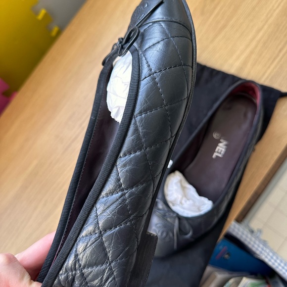 Authentic Chanel Classic Ballet Flats Black Sz: 37.5 - Picture 9 of 10